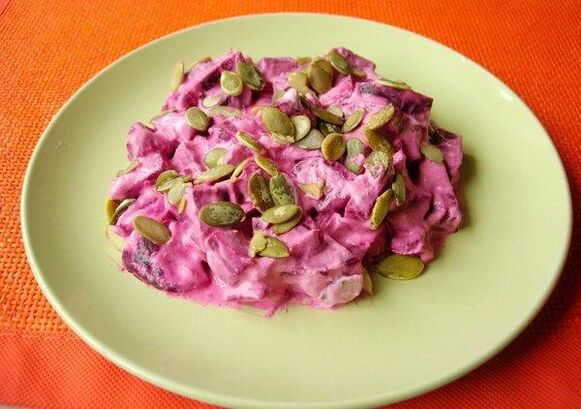 salade de betteraves aux graines de citrouille et sauver de la prostatite